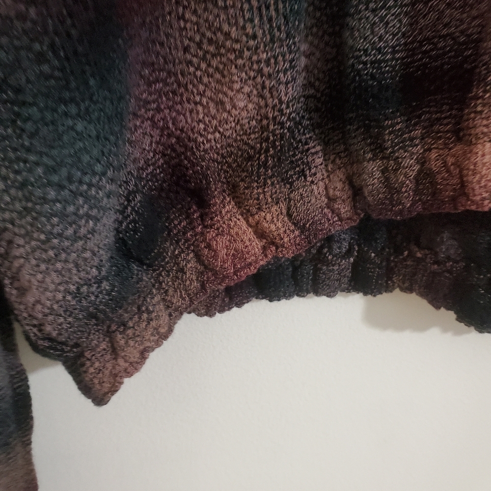 Bella Dahl Top Smocked Boho Pullover Canyon Pucker Plaid Dark Academia Medium - Picture 7 of 9